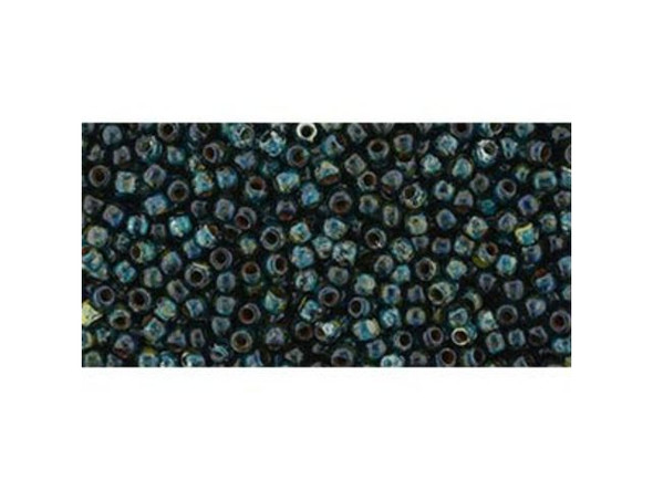 TOHO Glass Seed Bead, Size 11, 2.1mm, HYBRID Transparent Capri Blue - Picasso (Tube)