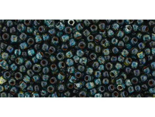 TOHO Glass Seed Bead, Size 11, 2.1mm, HYBRID Transparent Capri Blue - Picasso (Tube)