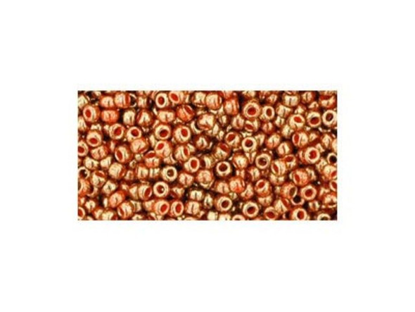 TOHO Glass Seed Bead, Size 11, 2.1mm, Gilded Marble Orange (Tube)
