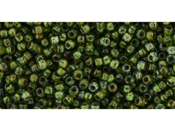 TOHO Glass Seed Bead, Size 11, 2.1mm, HYBRID Transparent Peridot - Picasso (Tube)