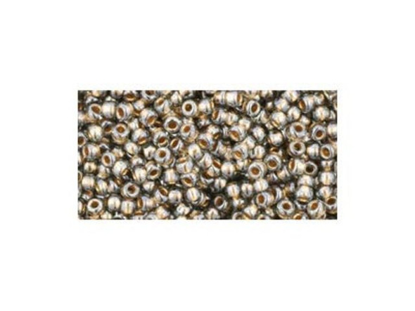 TOHO Glass Seed Bead, Size 11, 2.1mm, Gold-Lined Black Diamond (Tube)