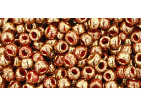 TOHO Glass Seed Bead, Size 8, 3mm, Gilded Marble Red (tube)