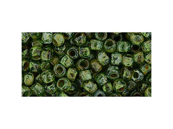 TOHO Glass Seed Bead, Size 6, HYBRID Transparent Peridot - Picasso (Tube)