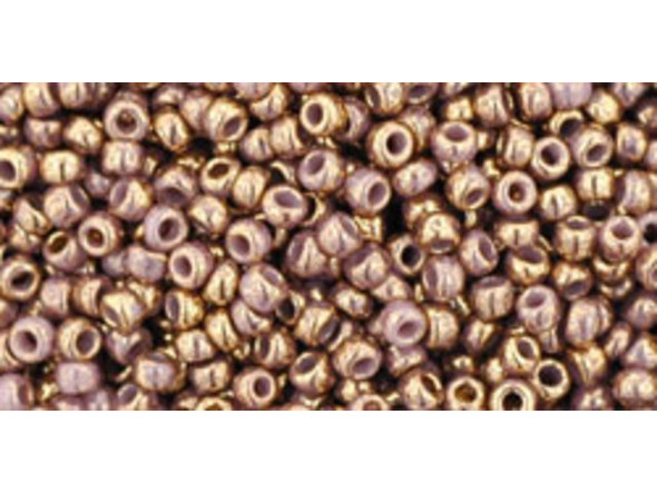TOHO Glass Seed Bead, Size 11, 2.1mm, Gilded Marble Lavender (Tube)