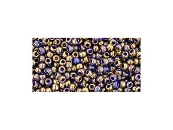 TOHO Glass Seed Bead, Size 11, 2.1mm, Gilded Marble Blue (Tube)
