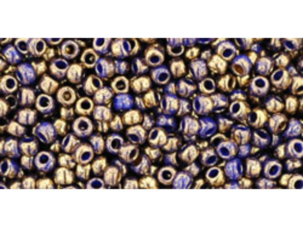 TOHO Glass Seed Bead, Size 11, 2.1mm, Gilded Marble Blue (Tube)