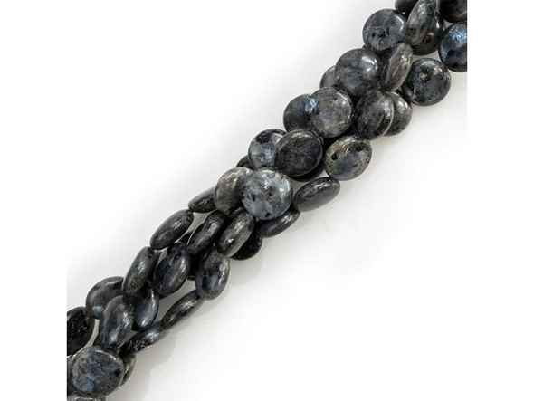 Larvikite Gemstone Beads, 12mm Puffed Coin (strand)