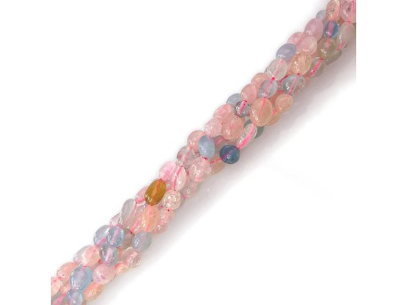 Morganite Gemstone Pebble Beads, 6-8mm (strand)