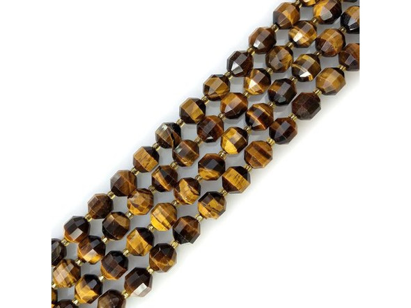 Tigereye Beads come in richly chatoyant browns and yellows with a golden luster. While legends exist of Roman soldiers wearing this "all seeing" stone for protection in battle, tigereye was not considered a semiprecious gemstone until the late 19th century. Today, tigereye beads are some of our gemstone best sellers!The stone is also known as African cat's eye, crocidolite, and tiger's eye, and was once even called griqualandite, named after Griqualand West in Africa, where the finest examples of the stone were mined.Protect tigereye jewelry components from scratches, sharp blows, and large temperature changes. Because of their chatoyance, tigereye beads and pendants should not be cleaned with alcohol or abrasives. It can be helpful to treat the stone with oils like Goo Gone.  Please see the Related Products links below for similar items, and more information about this stone.