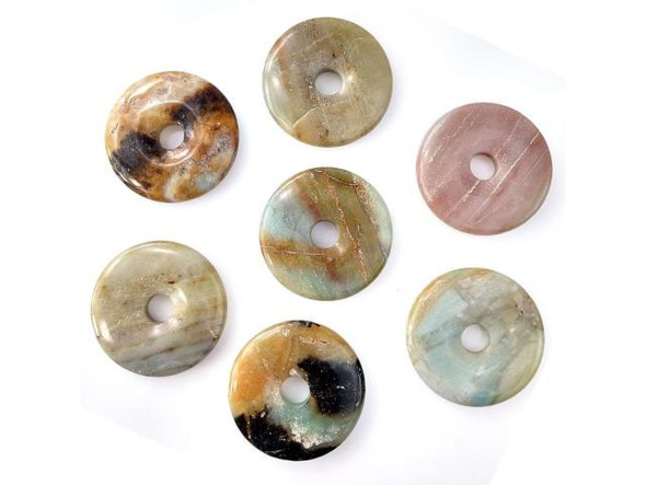 Black Amazonite Gemstone Donut, 40mm (Each)