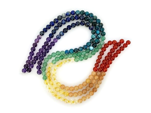 6mm Round Gemstone Beads, Chakra Assortment (strand)