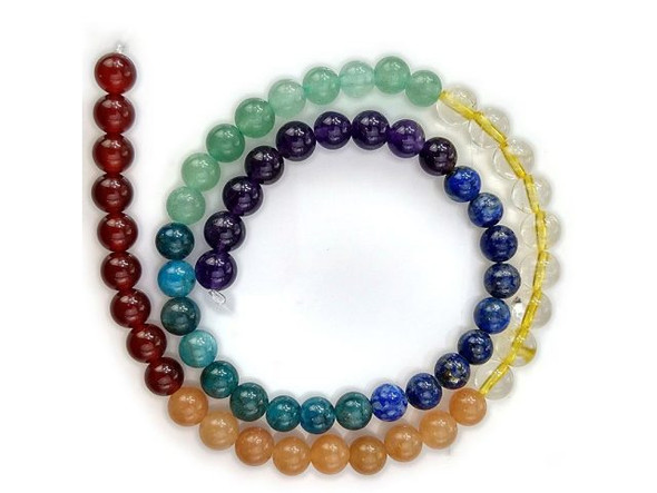6mm Round Gemstone Beads, Chakra Assortment (strand)