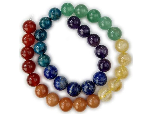 10mm Round Gemstone Beads, Chakra Assortment (strand)