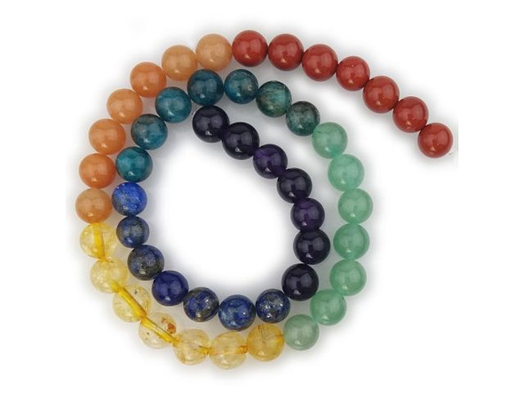 8mm Round Gemstone Beads, Chakra Assortment (strand)