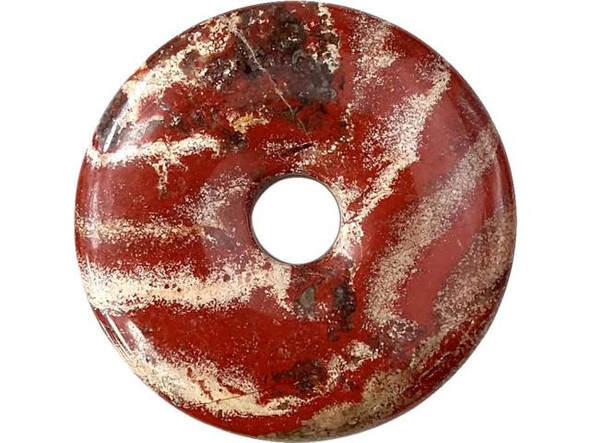 White Lace Red Jasper is a dark red to burnt orange semiprecious gemstone, with stripes and bands of clear quartz as well as lacy white, off-white and light yellow, or even shades of gray to black. Red jaspers are favored by by gemstone healers, for regulating metabolic energy and promoting physical stamina. They are also believed to have the ability to send negative energy back to the sender, the way a mirror reflects light. Red jasper beads are a popular choice for the sacral (base) chakra, in chakra jewelry. Find related items below, and find out more about jasper in our Gemstone Index.