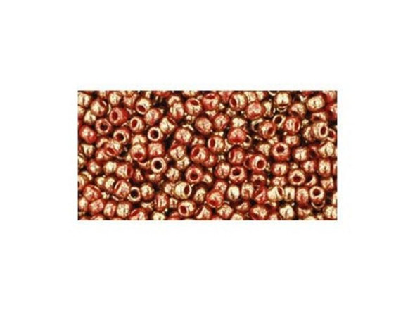 TOHO Glass Seed Bead, Size 11, 2.1mm, Gilded Marble Red (Tube)