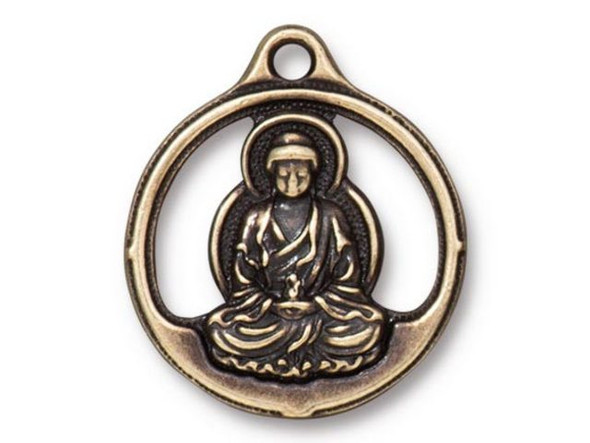 TierraCast Buddha Pendant - Antiqued Brass Plated (each)