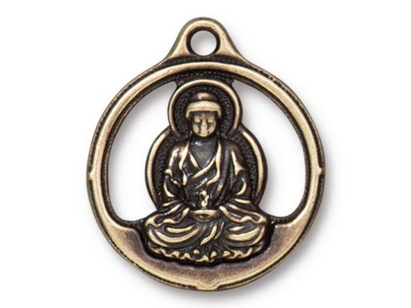 TierraCast Buddha Pendant - Antiqued Brass Plated (Each)