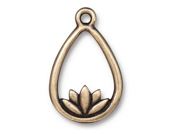 TierraCast Lotus Teardrop - Antiqued Brass Plated (Each)