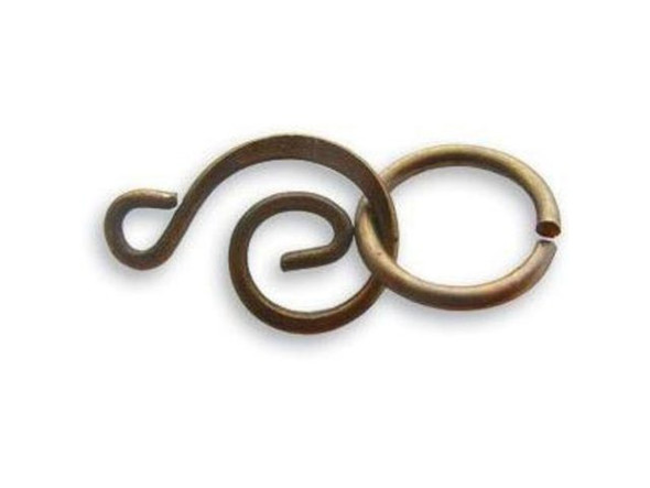 Vintaj Natural Brass Clasp, 21mm Swirl Set