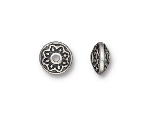 TierraCast Lotus Spacer Beads - Antiqued Silver Plated (Each)