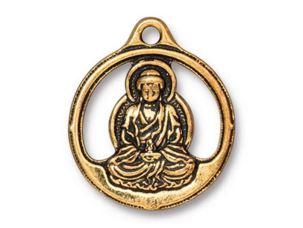 TierraCast Buddha Pendant - Antiqued Gold Plated (each)