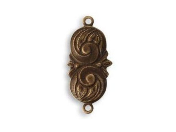 Vintaj Natural Brass Connector, Nouveau Swirls (pair)