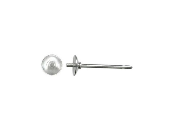 Stainless Steel Earring Post Findings, 4mm Cup Pad with Peg (100 Pieces)