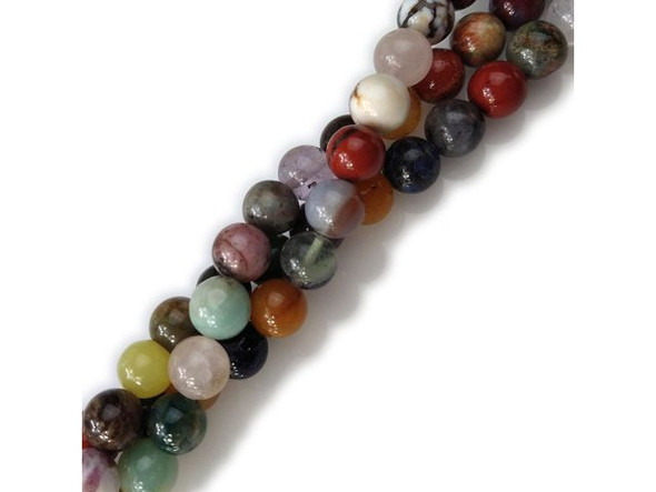 These assorted gemstone strands can include rose quartz, dalmatiner, sodalite, rhodonite, snowflake obsidian, poppy jasper and many other beautiful semiprecious beads. Mixed stone assortments generally include natural gemstone beads, enhanced gemstone beads, and manmade gemstones. These bead strands work great in both mixed-stone projects and for adding small splashes of a single color or stone to a wide variety of other jewelry applications! Please see the Related Products links below for similar items, and more information about this stone.