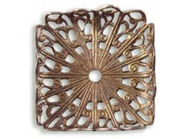 Vintaj Natural Brass Filigree, Square Wrap Setting (Each)