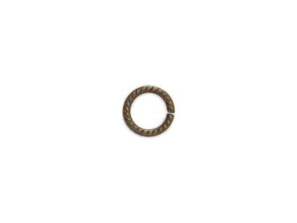 Vintaj Natural Brass Ribbed Cable Round Jump Ring, 6mm (10 Pieces)
