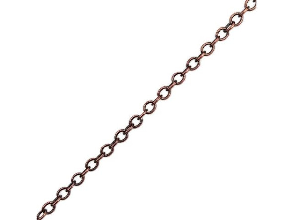 Antiqued Copper Plated Oval Cable Chain, 2.2mm by the FOOT
