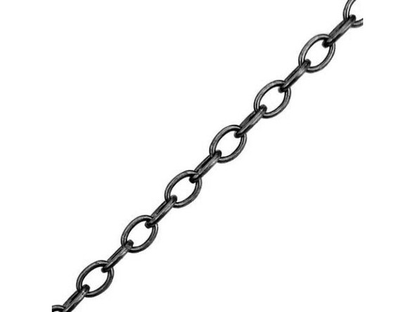 Gunmetal Plated Oval Cable Chain, 4.4mm by the FOOT