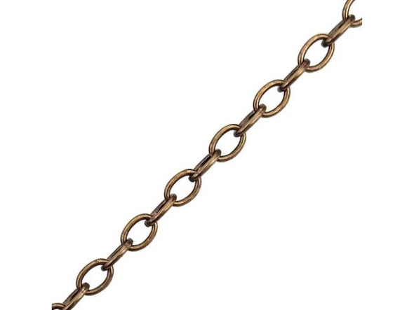 Antiqued Brass Plated Oval Cable Chain, 4.4mm by the FOOT