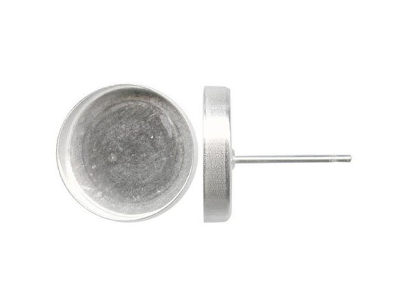 Sterling Silver Earring Post Findings, 12mm Round Bezel Cup (pair)