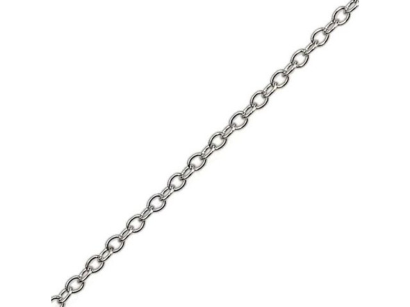 White Plated Oval Cable Chain, 2.2mm by the FOOT