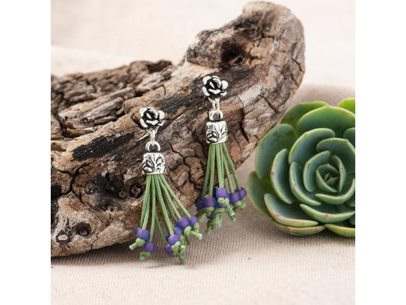 TierraCast Succulent Post Earring w Loop - Antiqued Silver Plated (pair)