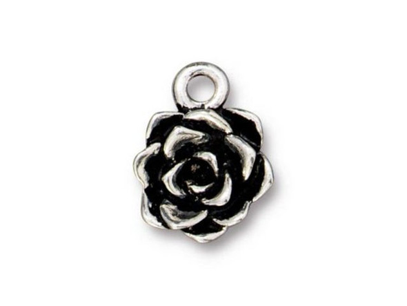 TierraCast Succulent Charm - Antiqued Silver Plated (Each)