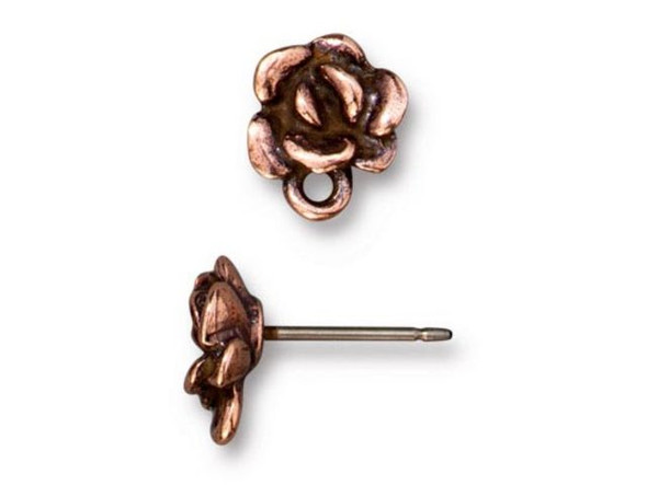 TierraCast Succulent Post Earring w Loop - Antiqued Copper Plated (pair)