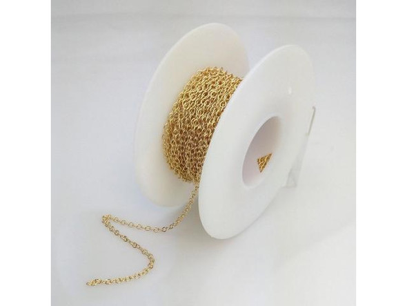 Gold Plated Oval Cable Chain, 2.2mm by the SPOOL