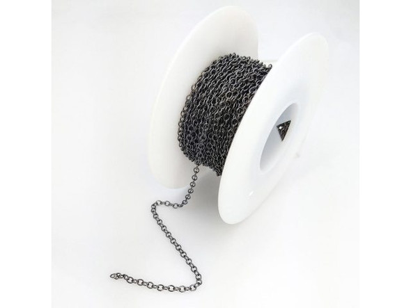 Gunmetal Plated Oval Cable Chain, 2.2mm by the SPOOL