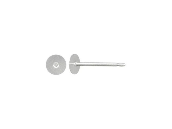 Sterling Silver Earring Post Findings, 4mm Flat Pad (72 pcs)