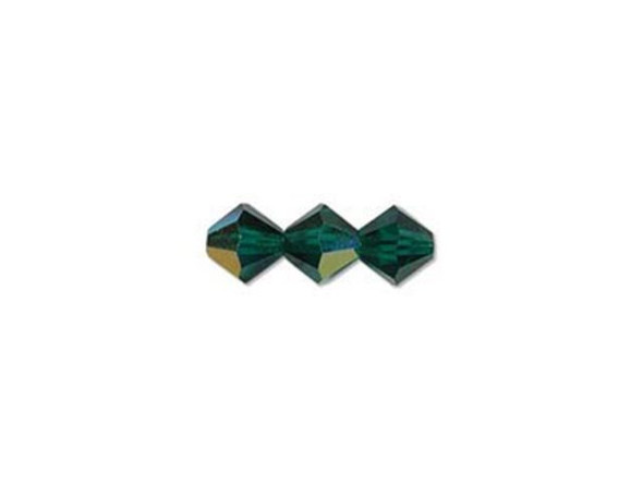 Preciosa Crystal Bicone Bead, 4mm - Emerald AB (gross)
