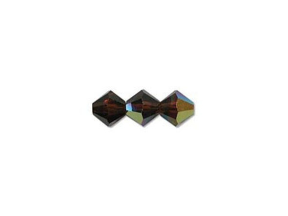 Preciosa Crystal Bicone Bead, 4mm - Smoked Topaz AB (gross)