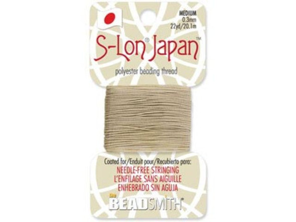 S-Lon Japan Medium Beading Thread, 0.30mm - Khaki (Card)
