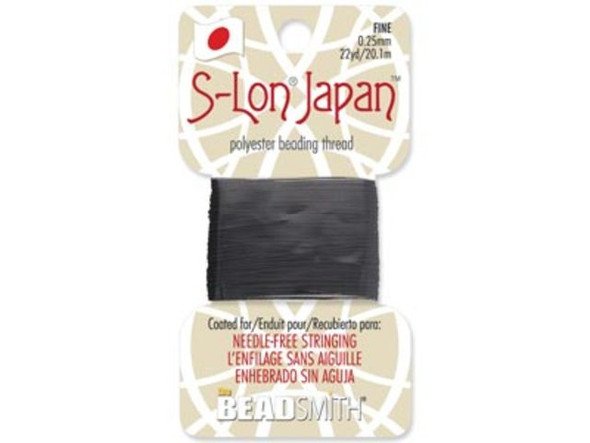 S-Lon Japan Fine Beading Thread, 0.25mm - Black (Card)