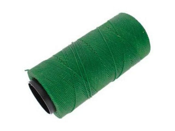 Waxed Polyester Cord, 2-ply - Grass Green (Spool)