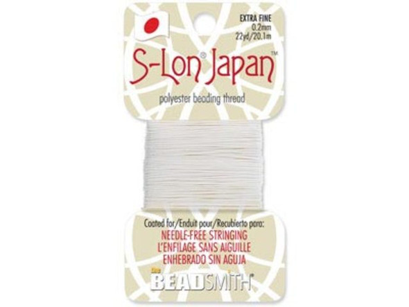 S-Lon Japan Extra Fine Beading Thread, 0.20mm - White (Card)