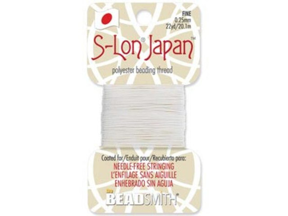 S-Lon Japan Fine Beading Thread, 0.25mm - White (Card)