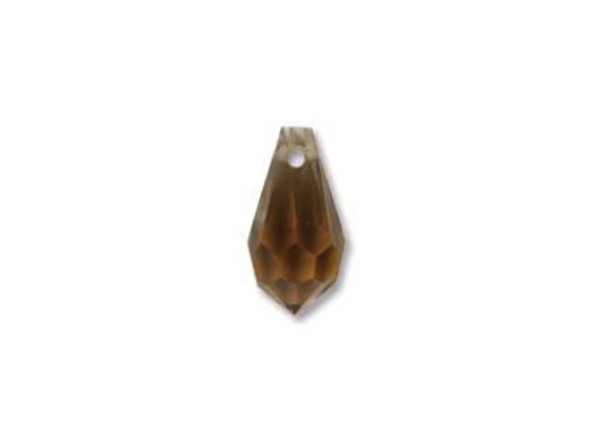 Preciosa Crystal Drop Pendant, 5.5x11mm - Smoked Topaz (pack)